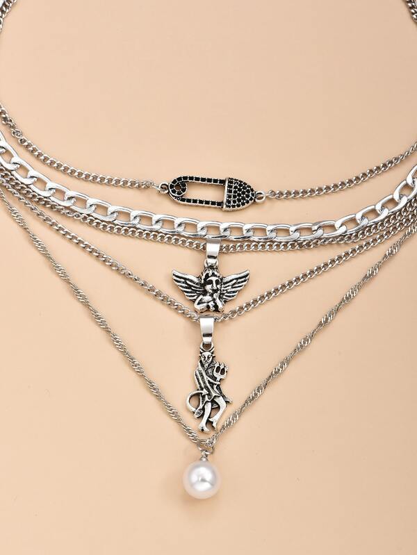 Angel Charm Layered Necklace for Women