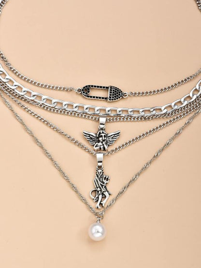 Angel Charm Layered Necklace for Women