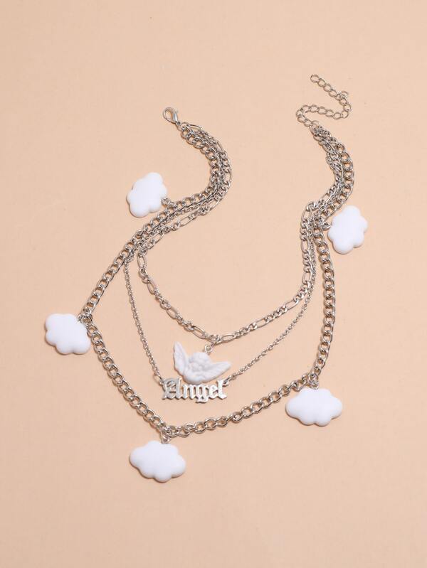 Angel Charm Layered Necklace for Women