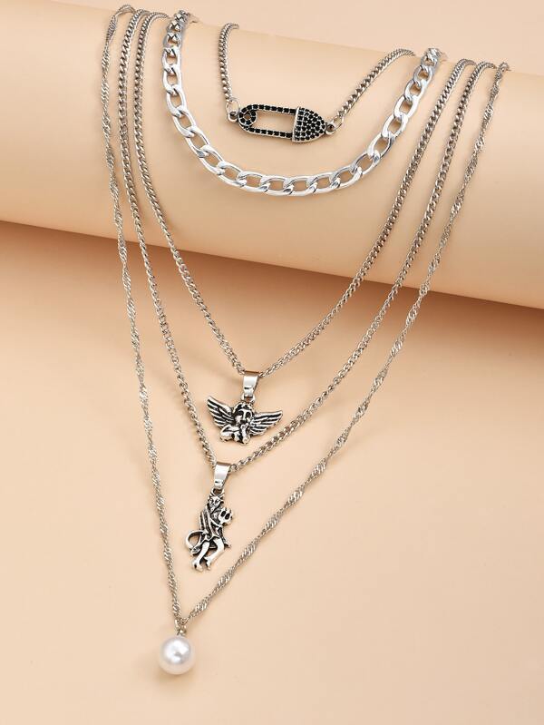 Angel Charm Layered Necklace for Women
