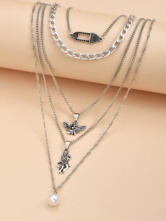 Angel Charm Layered Necklace for Women