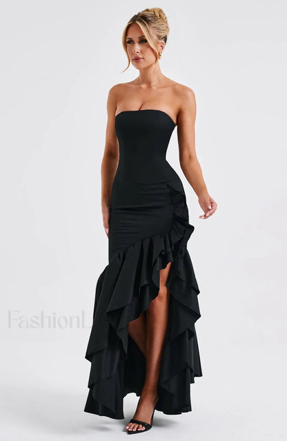Angelina Maxi Graceful Dress - Black