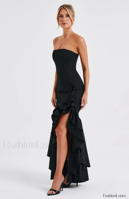 Angelina Maxi Graceful Dress - Black