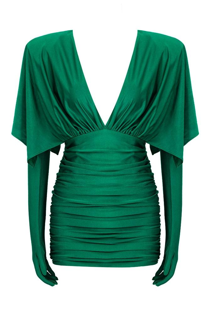 Minivestido estilo corsé con cuello en V y fruncido Anna
