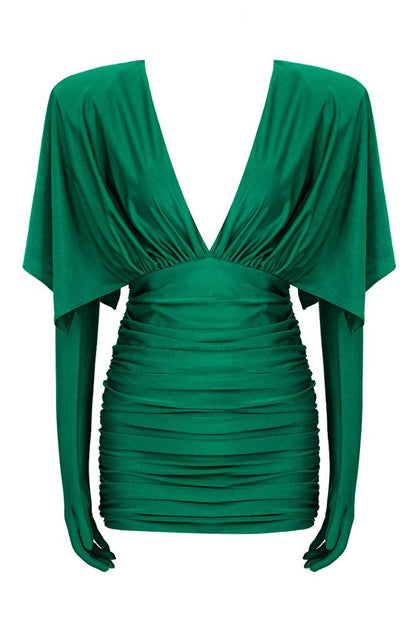 Minivestido estilo corsé con cuello en V y fruncido Anna