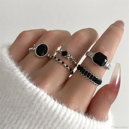 Antique Ebony Crystal Geometric Gothic Band