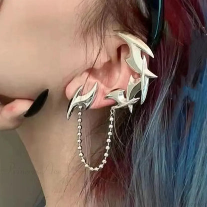 Antique Futuristic Geometric Clasp Earring