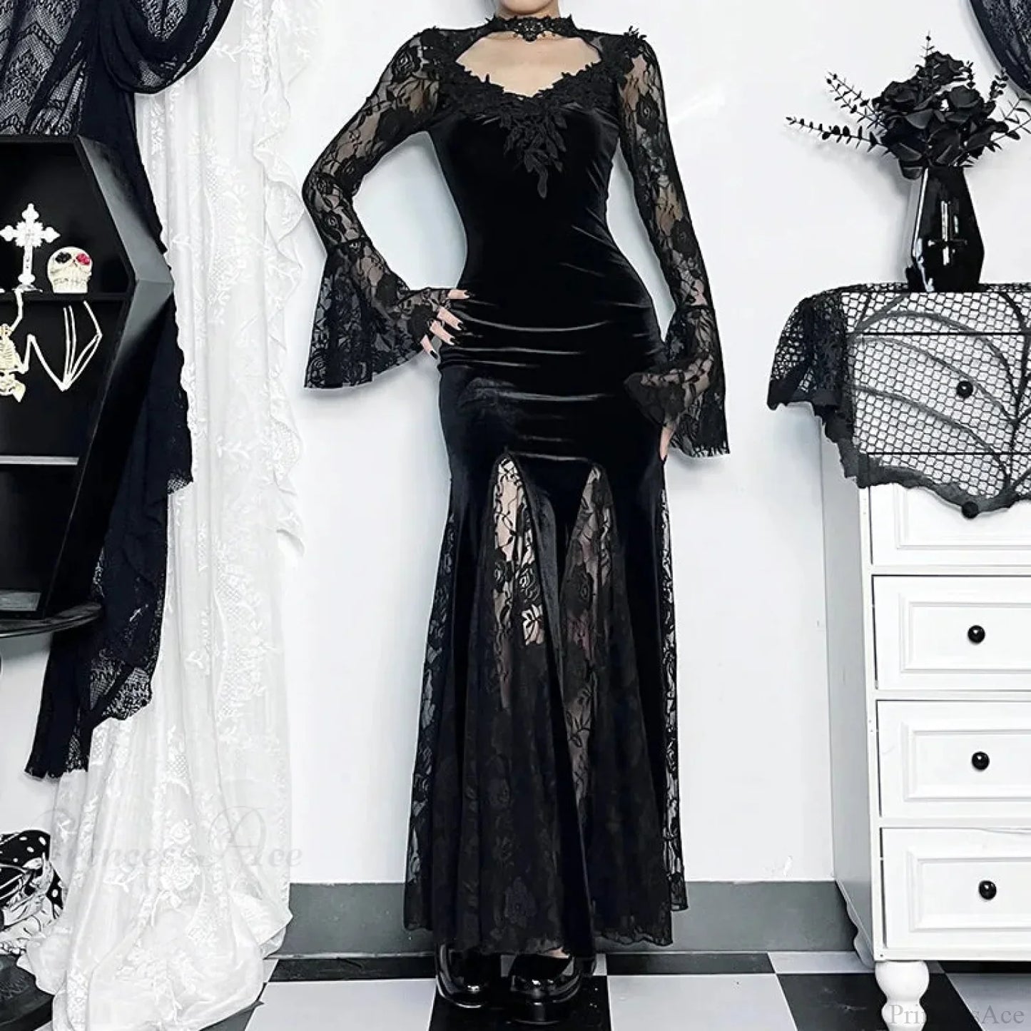 Antique Lace Trumpet Slim Midi Attire