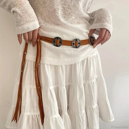 Antique Mysterious Coin Plaited Sash Belt