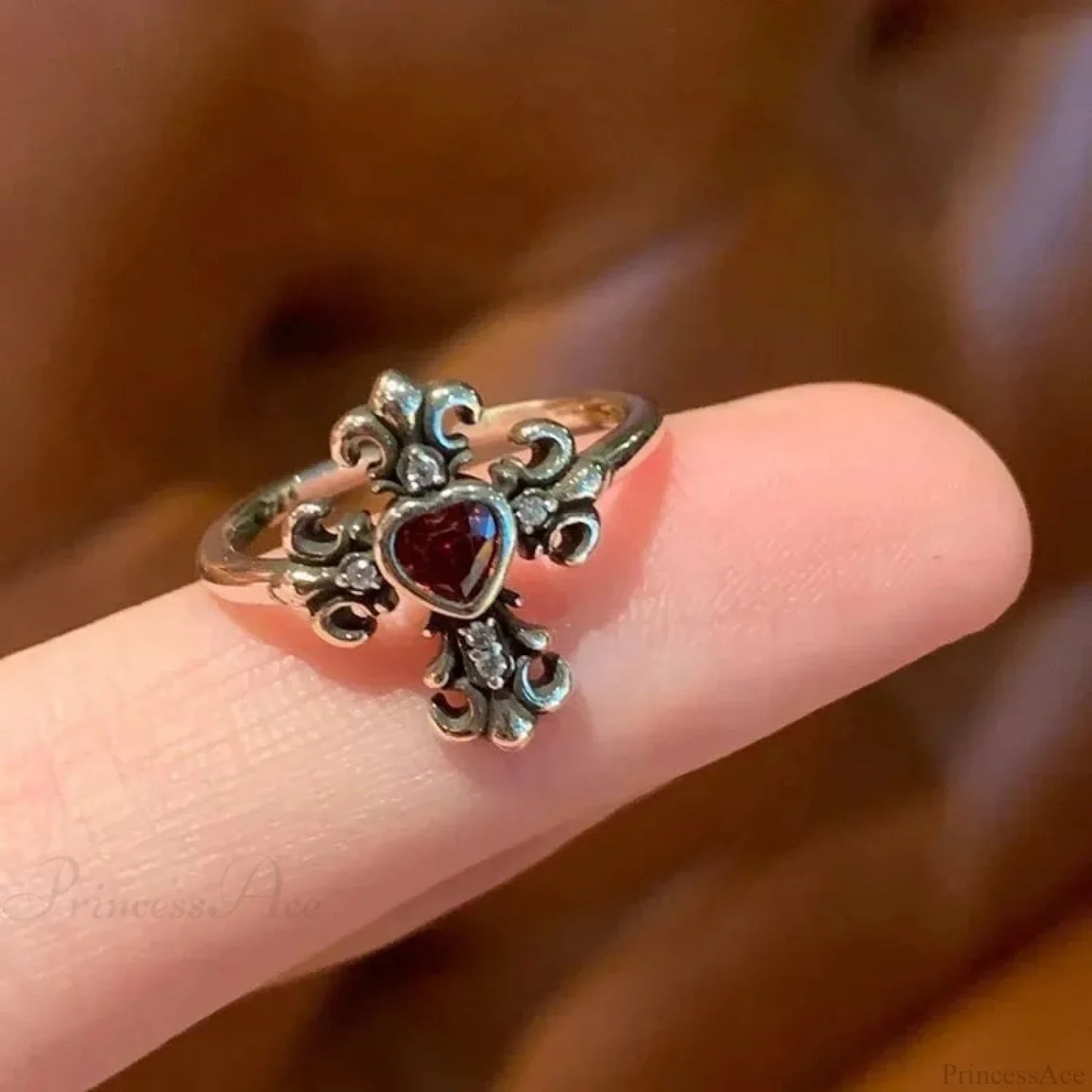 Antique Mysterious Crimson Crystal Cross Band