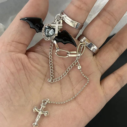 Antique Seraphic Silver Gothic Band
