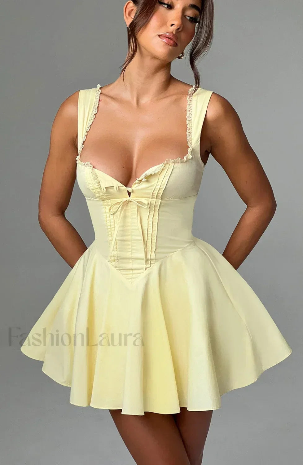 Antonella Mini Graceful Dress - Lemon