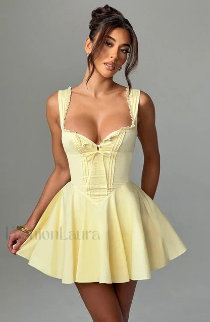 Antonella Mini Graceful Dress - Lemon