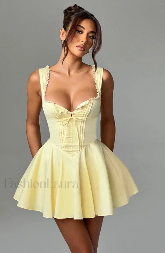 Antonella Mini Graceful Dress - Lemon