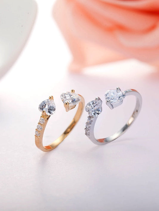 1PC Ring Midi Rings For Cubic Zirconia Clear Work Gift Daily Copper Rhinestone Briolette Happy for Women