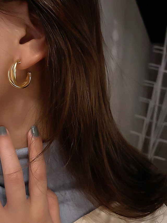 1 Pair Hoop Earrings For Birthday Gift Prom Imitation Pearl Alloy Drop Fashion for Women