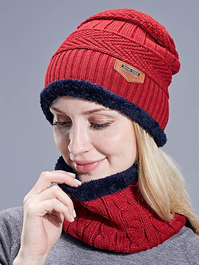 Men's Slouchy Beanie Hat Winter Warm Set Outdoor Home Daily Solid / Plain Color Knitting Casual Casual / Daily 1 Pack for Women