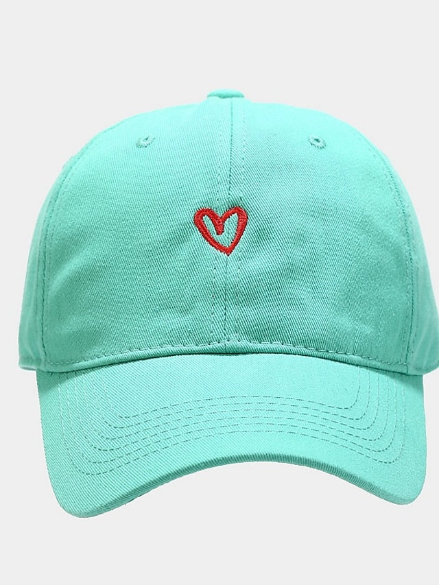 Cotton Baseball Caps Unisex Casual Sunhat Heart Embroidery Man Women Summer Hat Outsport Daily Duck Tongue Cap Couple Sun Visor for Women