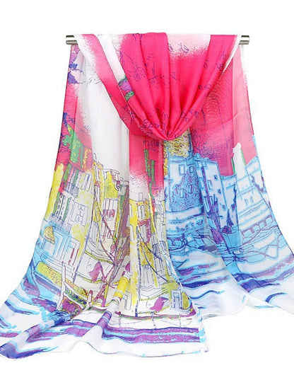 Scarves Satin Scarves Shawl Party Gift Daily Wear Chiffon Vintage Retro 1 PC for Women