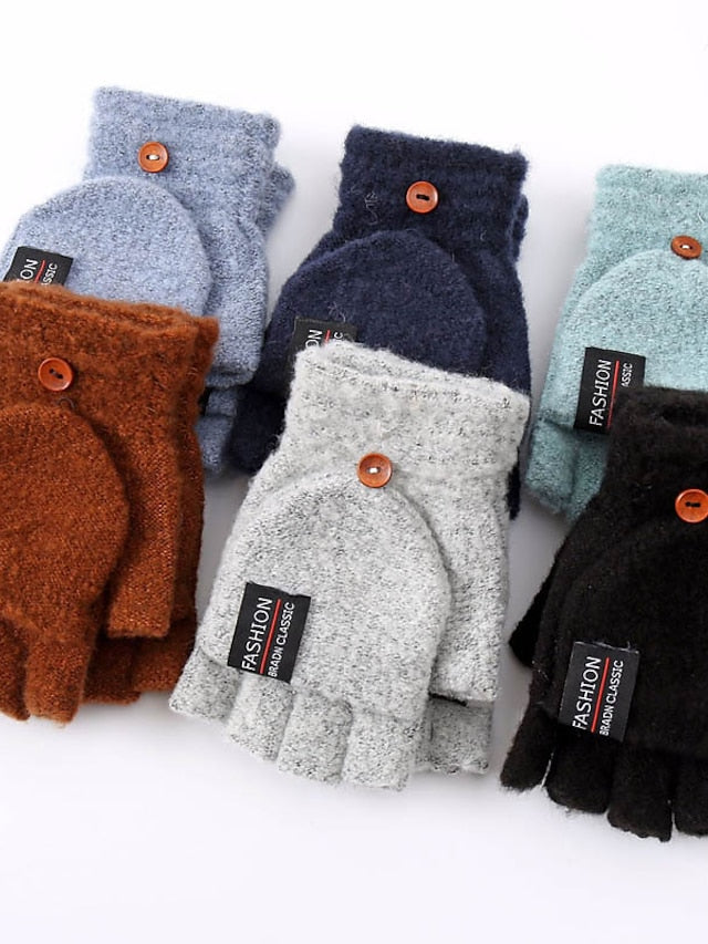 Men's Fingerless Gloves Warm Winter Gloves Gift Daily Letter Polyester Acrylic Fibers Simple Warm 1 Pair for Women