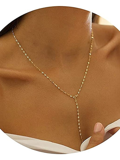 1PC Necklace 14K Gold Plated Zircon Y Lariat Necklaces Long Drop CZ Pendant Y Necklace for Women Dainty Diamond Chain Necklace Fashion Jewelry for Women