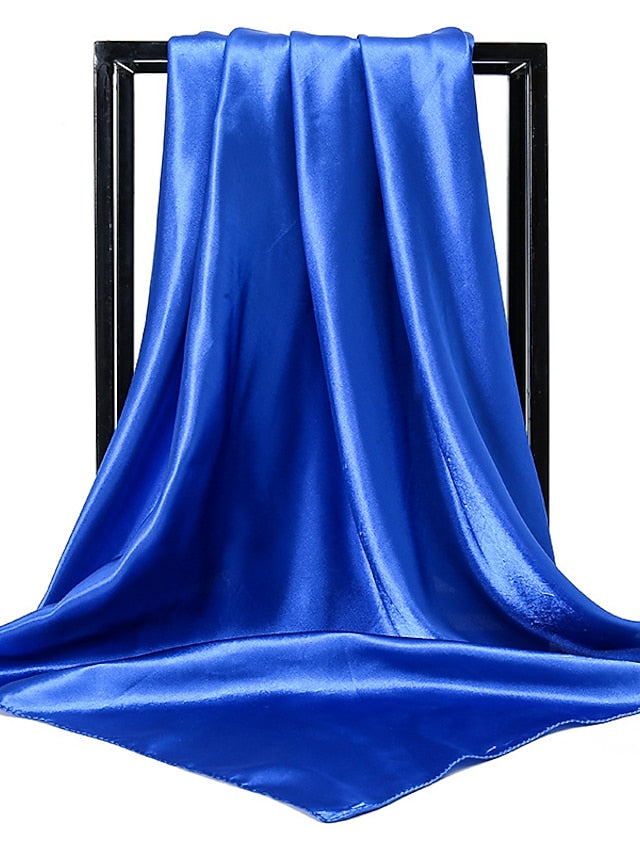 1pcs 90*90cm Solid Colors Neckerchief Hijab Scarf For Women Silk Satin Headband Hair Scarves Female Square Shawls Head Scarfs For Ladies for Women