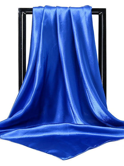 1pcs 90*90cm Solid Colors Neckerchief Hijab Scarf For Women Silk Satin Headband Hair Scarves Female Square Shawls Head Scarfs For Ladies for Women