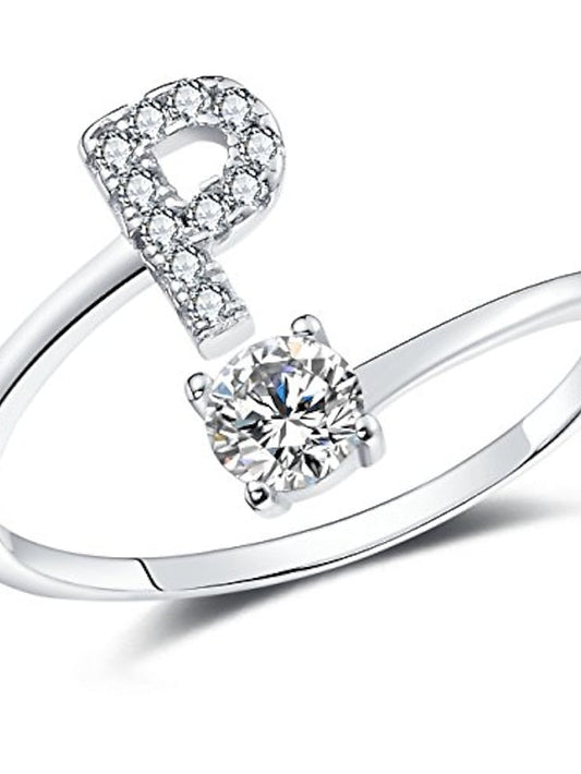 1PC Band Ring For Men's Crystal White Alloy Classic for Women