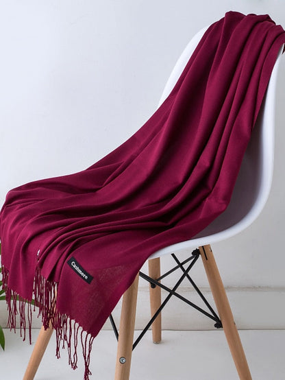 1pcs Solid Color Hijabs Imitation Cashmere Scarf Women All Season Long Shawls And Wraps Hijab Scarves Tassels Thin Headband for Women
