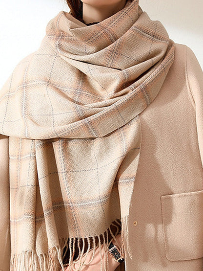 Shawls & Wraps Outdoor Dailywear Holiday Yellow Blue Pink Scarf Plaid for Women