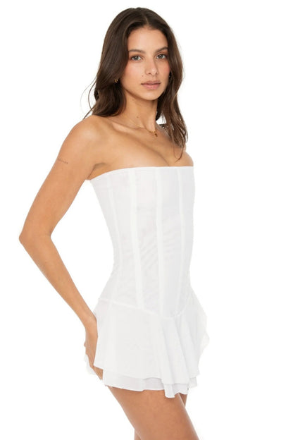 Minivestido drapeado sin tirantes