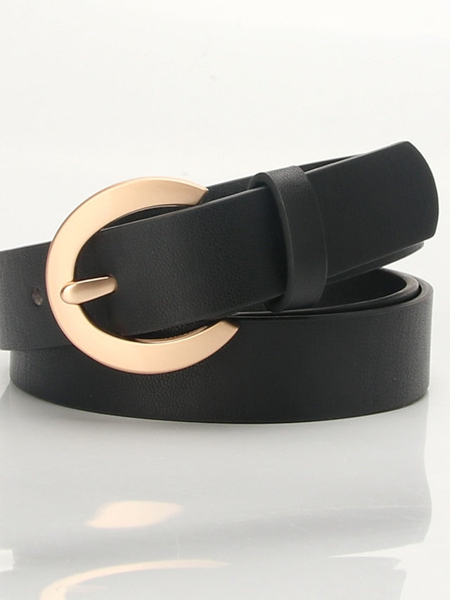 Unisex PU Buckle Belt PU Leather Prong Buckle D-ring Casual Classic Gift Daily White Black Orange Brown for Women