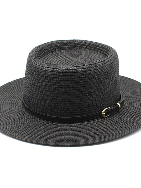 Summer Beach Sun Hats For Women Flat Top Straw Hat Solid Color Outdoor Holiday Visor Caps for Women