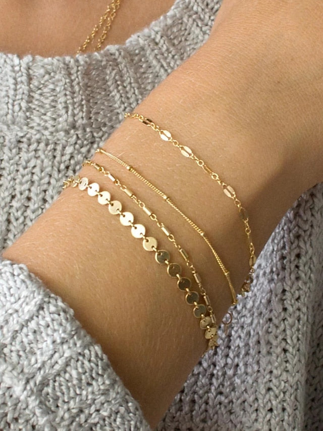 Chain Bracelet Coin Fashion Fashion Simple Elegant Alloy Bracelet Jewelry Gold For Office Party Evening Gift Daily Holiday for Women