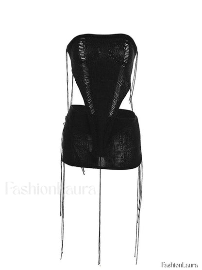 Asymmetric Distressed Knitted Two Piece Set