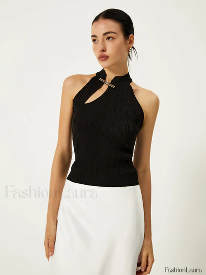 Asymmetrical Button Sweater Vest