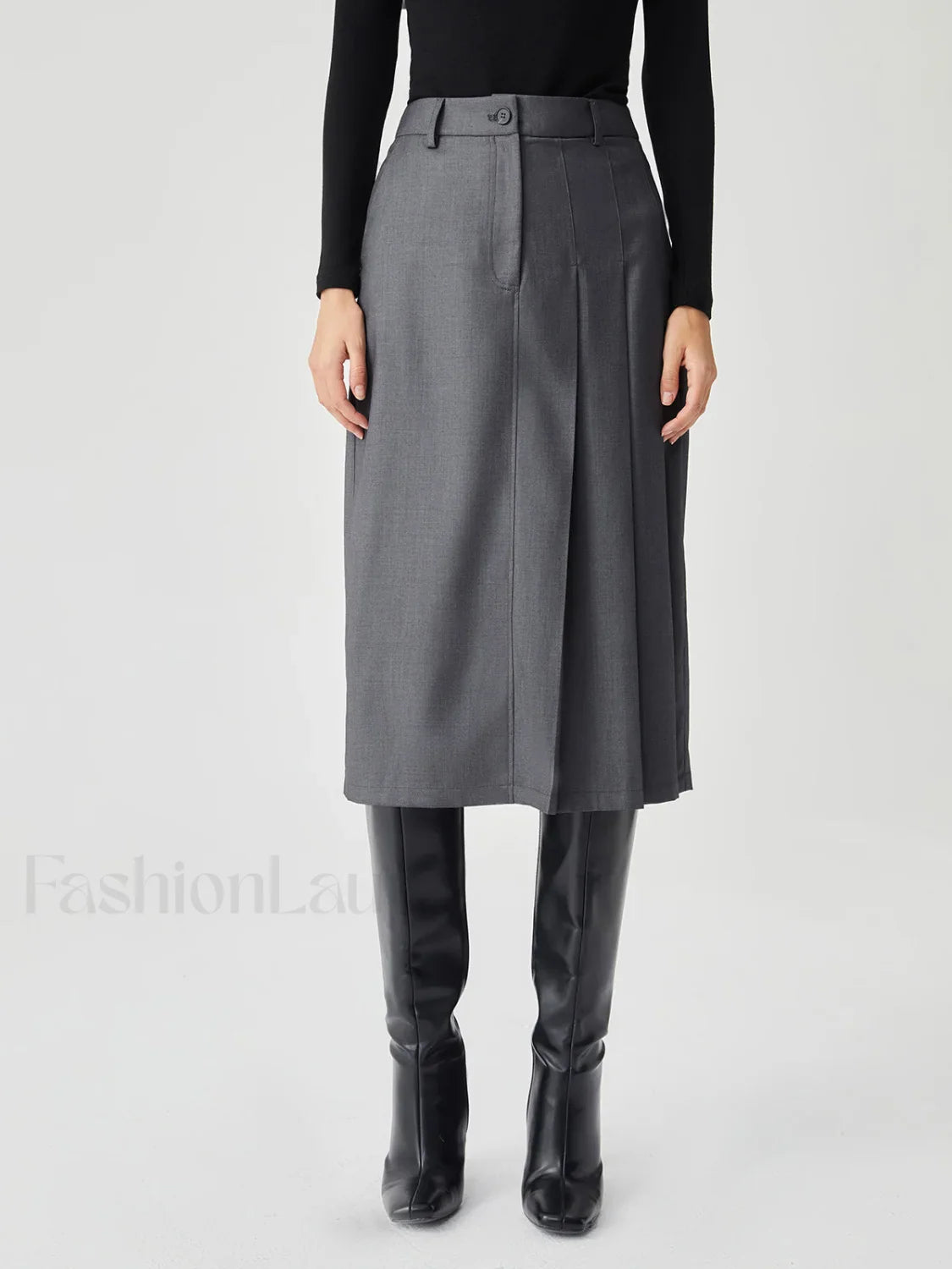 Asymmetrical Pleated Graceful Midi Skirt