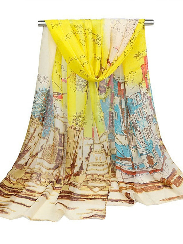 Scarves Satin Scarves Shawl Party Gift Daily Wear Chiffon Vintage Retro 1 PC for Women
