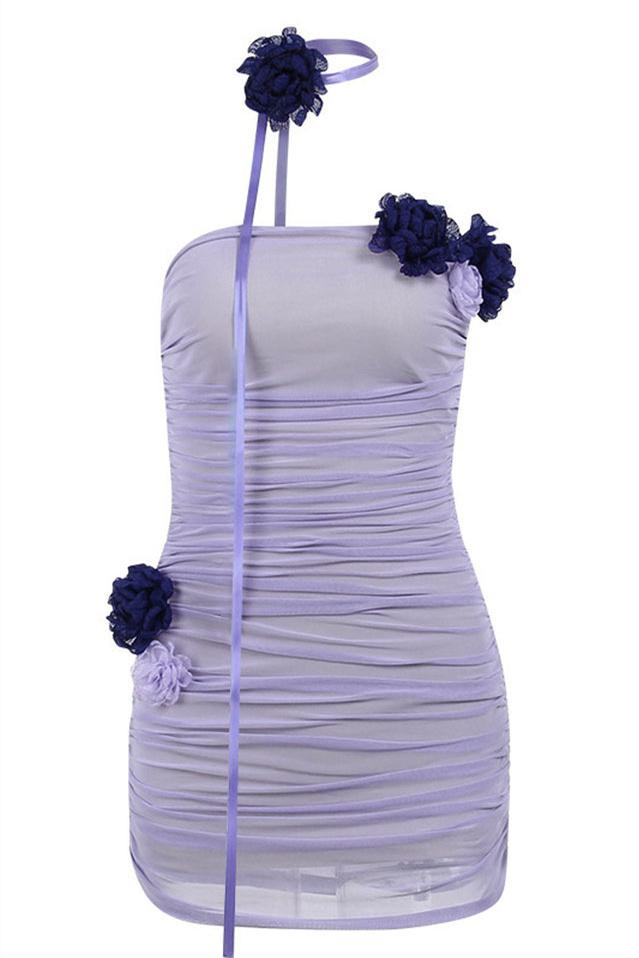 Minivestido de malla con apliques florales Athena