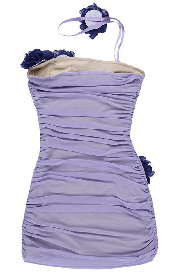 Minivestido de malla con apliques florales Athena