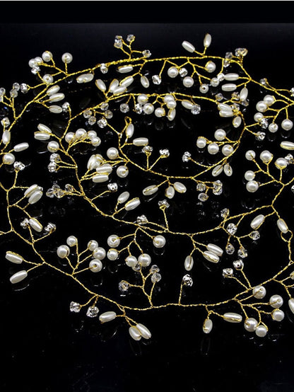 1pc Headbands Hair Ring For Wedding Party Evening Gift Holiday Head Mismatched Imitation Pearl Alloy Golden Silver for Women