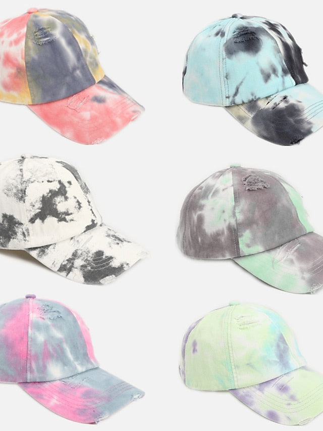 Hole Style New Tie Dye Irregular Gradient Baseball Cap Men's And Colorful Cap Outdoor Sun Protection Adjustable Hat for Women