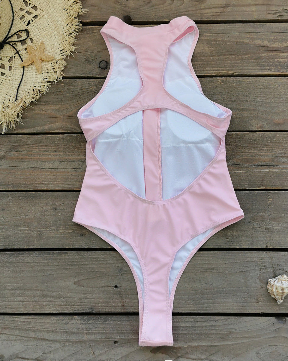 Solid Color Zipper Sleeveless Surfing One-Piece Swimsuit