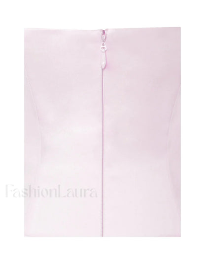 Aubrey Pink Satin Charming Bubble Hem Mini Dress