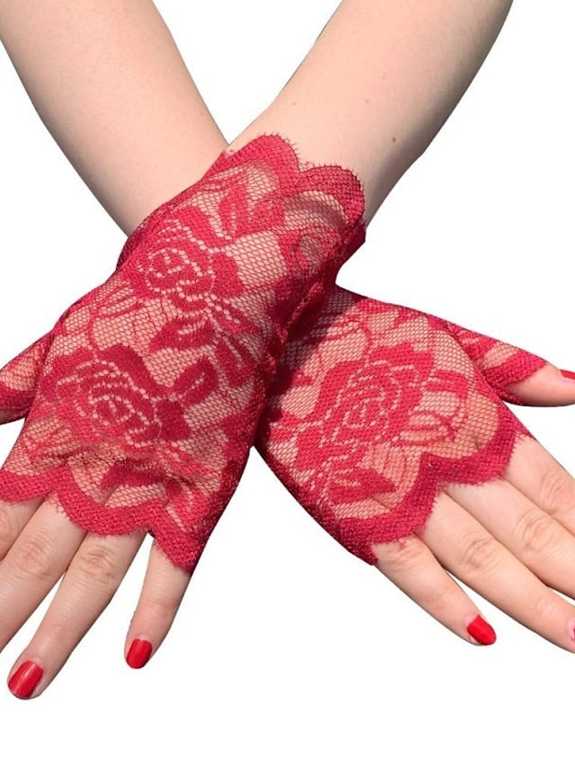 Women's Fingerless Gloves Lace Gloves Wedding Party Evening Gift Polyester Simple Bridal Gloves Sexy 1 Pair