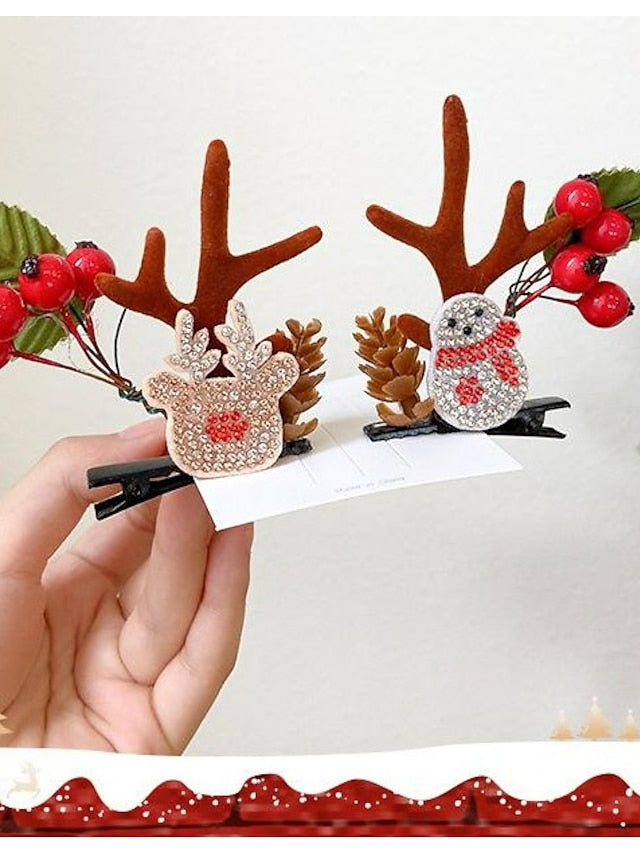 1PC Girls' Hair Clip For Christmas Fabric 9970H White Hair Brown Antler Hair Clip 9970N Red Sequin Green Bow Hair Clip 9970Z Snowflake Bow Antler Hair Clip for Women