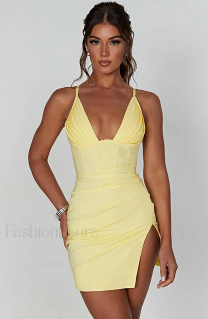 Aura Mini Graceful Dress - Lemon