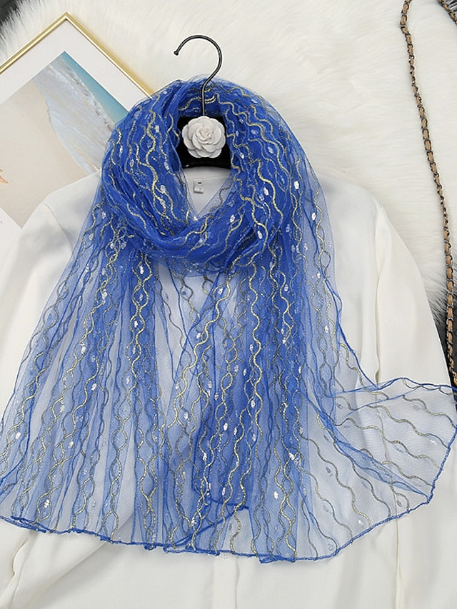 Satin Scarves Daily Holiday Waves Chiffon Bohemia Sunscreen Outdoor Wedding 1 PC for Women