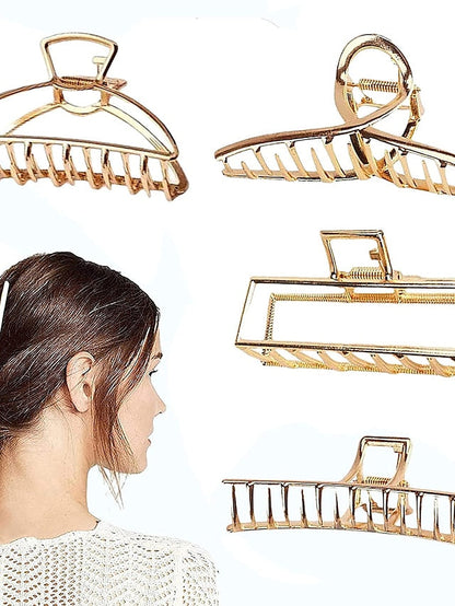 Hair Claw Clips Large Metal Hair Clips for Thick Thin Hair Clip Big Jaw Clips for Hair Butterfly Hair Clips4 Pack Long Hair Clips for Women (Metallic Black and Gold) for Women