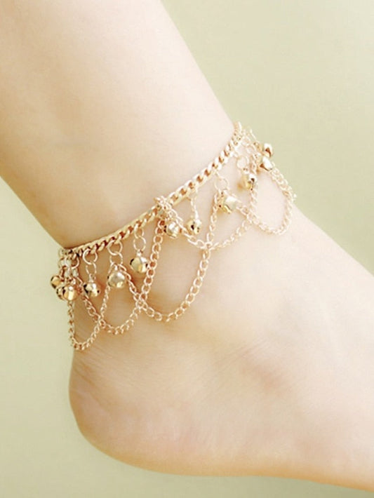 Ankle Bracelet Stylish Ethnic Body Jewelry For Daily Beach Classic Alloy Hollow Heart Gold 1pcs for Women